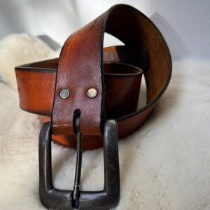 Large Western Brass Brown Leather Belt
